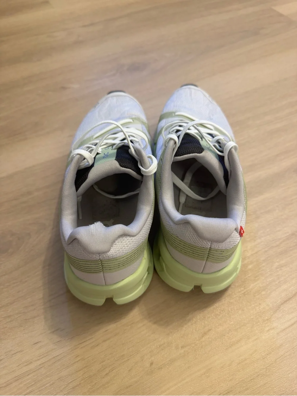 On Running Lace-Up Sneakers in Light Green and White